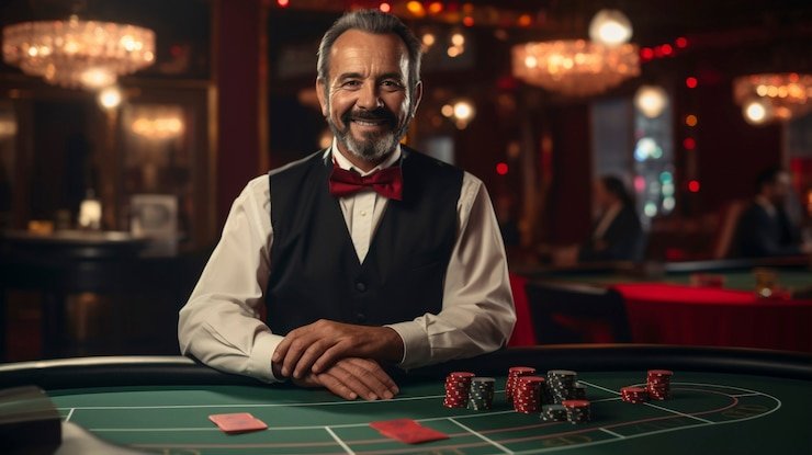 Tampilan meja Bandar Poker di platform daget4d dengan kartu, chip, dan pilihan taruhan